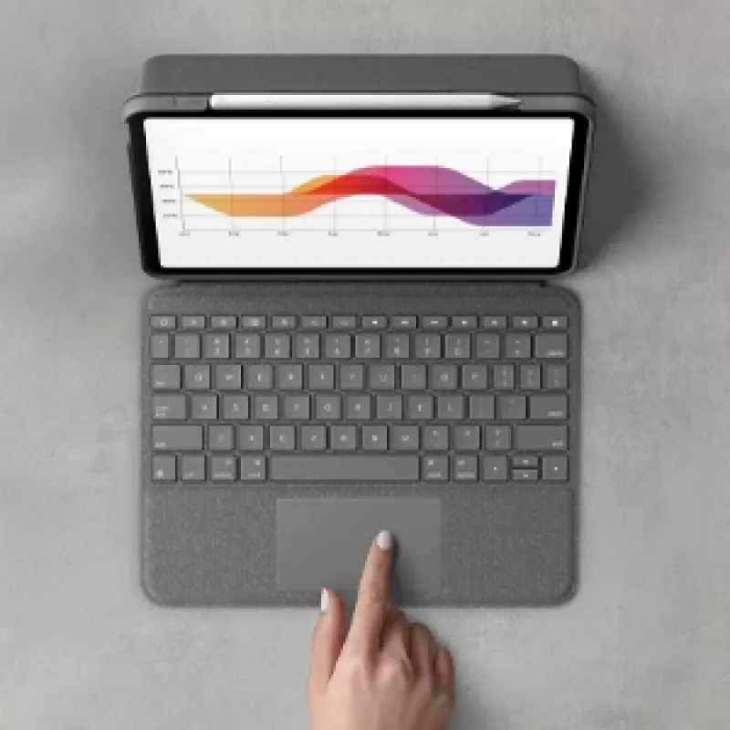 LOGITECH Folio Touch Podświetlana Klawiatura z Etui i Gładzikiem Oxford Grey dla iPad Air (4. gen) Deutsch Qwertz