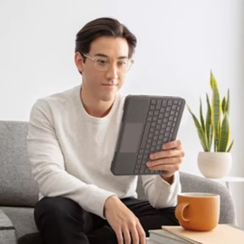 LOGITECH Folio Touch Podświetlana Klawiatura z Etui i Gładzikiem Oxford Grey dla iPad Air (4. gen) Deutsch Qwertz