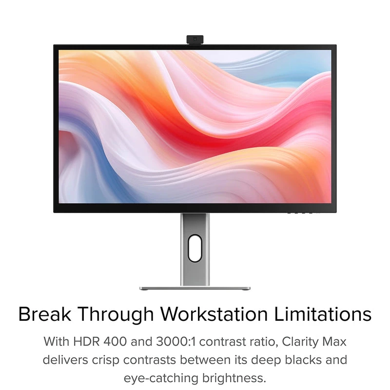 Monitor biurkowy ALOGIC Clarity Pro - 27 cali - 3840x2160 (4K UHD) z 65W PD i kamerą internetową