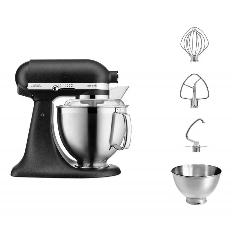 Robot kuchenny KITCHENAID ARTISAN 5KSM185PS — misa ze stali nierdzewnej 4,8 L, 300 W, 10 prędkości, czarny