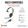 HP Poly Blackwire 5210 Jednosłuchawkowy zestaw słuchawkowy USB-C + wtyk 3,5 mm + adapter USB-C/A (hurt)