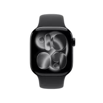 APPLE Watch Series 11 (2025) GPS 42mm Koperta z czarnego aluminium Jet Black z paskiem Sport Band S/M – czarny