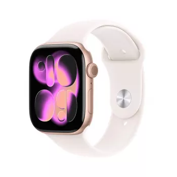 APPLE Watch Series 11 GPS 46mm różowo-złota aluminiowa koperta z jasnobrzoskwiniowym paskiem Sport M/L