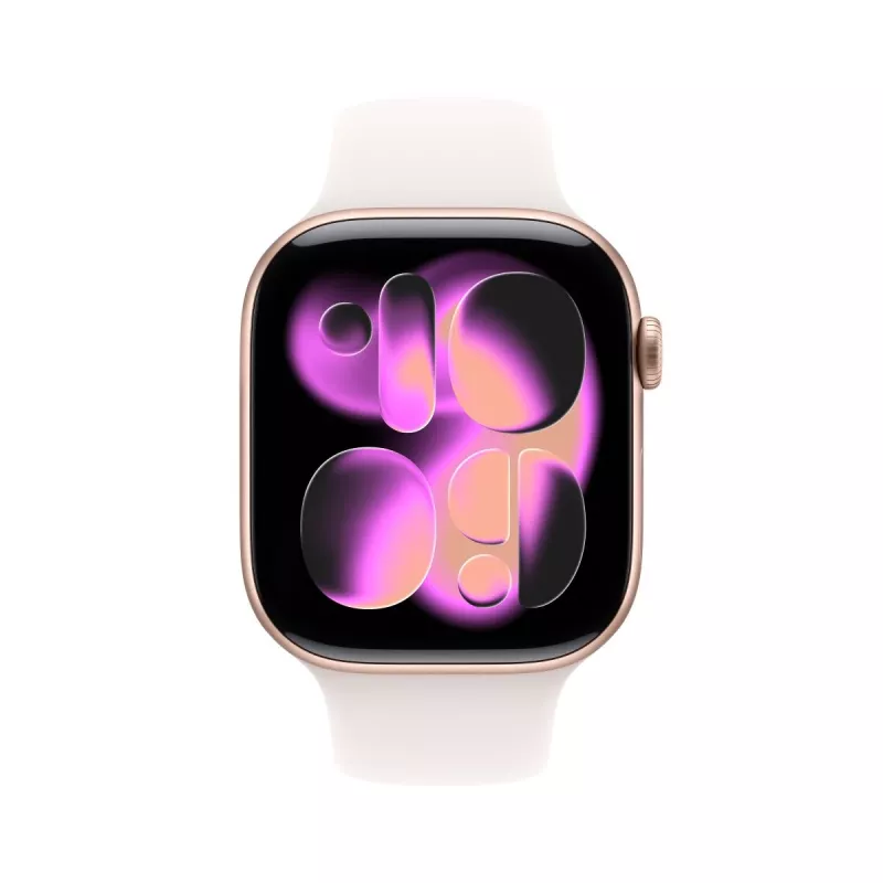 APPLE Watch Series 11 GPS 46mm różowo-złota aluminiowa koperta z jasnobrzoskwiniowym paskiem Sport M/L