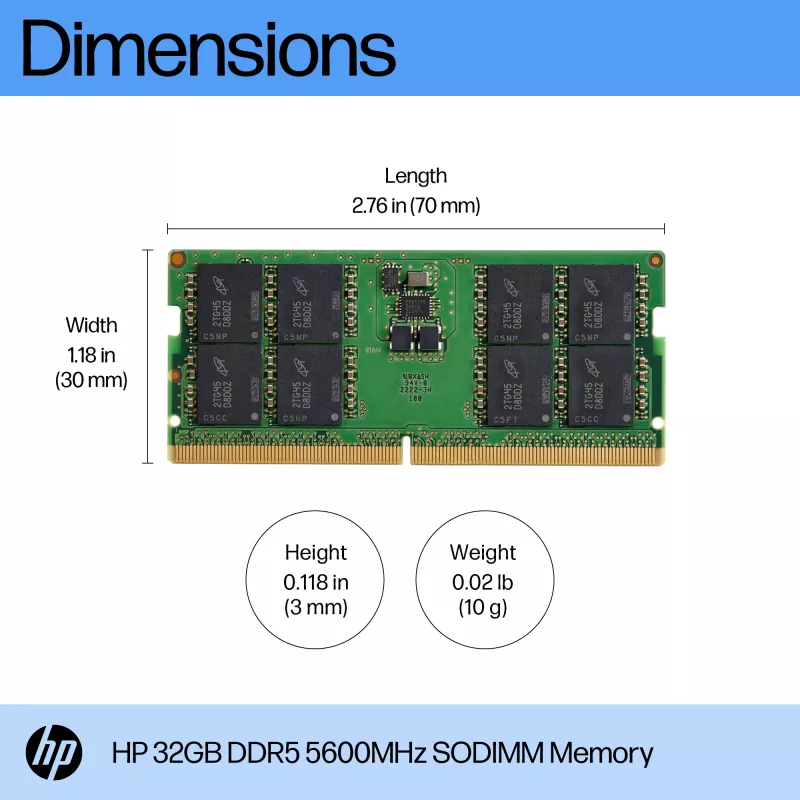 Pamięć HP 32GB DDR5 5600 SODIMM, 32 GB, DDR5, 5600 MHz, 262-pin SO-DIMM