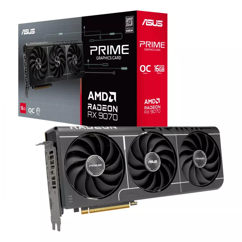 Karta graficzna ASUS Radeon RX 9070 16 GB GDDR6 PCIe 5.0 256-bit, chłodzenie 3-wentylatorowe, PCI Express 5.0