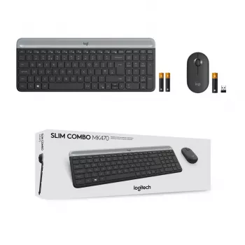 Logitech MK470 Bezprzewodowa Klawiatura+Mysz, Grafit, Mysz w zestawie, QWERTY US, USB