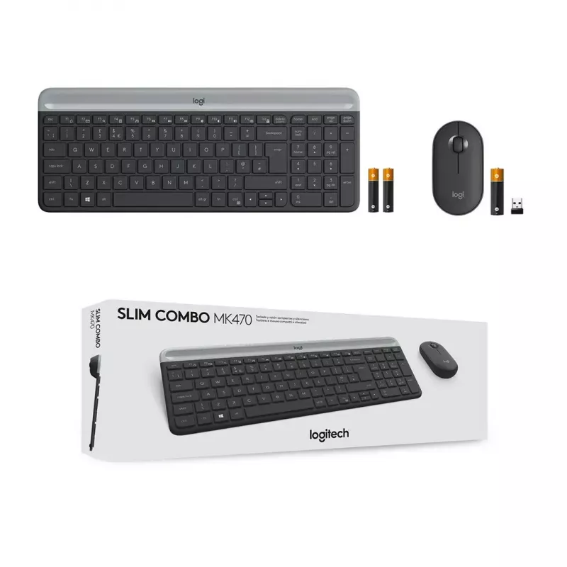 Logitech MK470 Bezprzewodowa Klawiatura+Mysz, Grafit, Mysz w zestawie, QWERTY US, USB