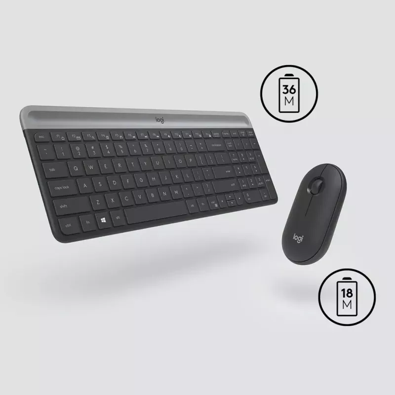 Logitech MK470 Bezprzewodowa Klawiatura+Mysz, Grafit, Mysz w zestawie, QWERTY US, USB