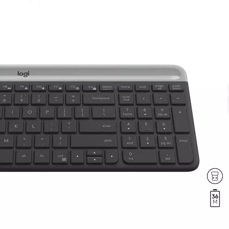 Logitech MK470 Bezprzewodowa Klawiatura+Mysz, Grafit, Mysz w zestawie, QWERTY US, USB