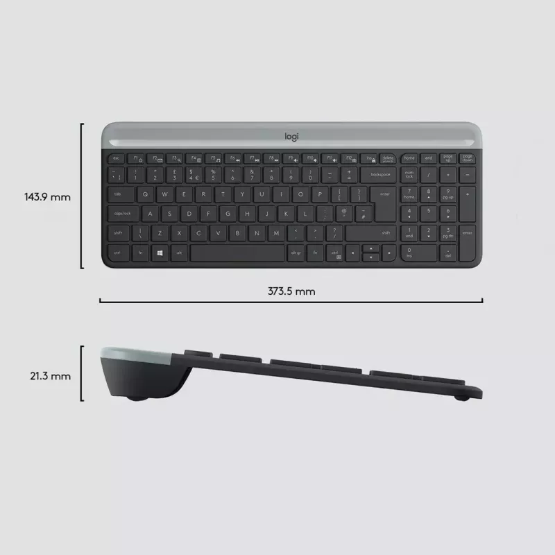 Logitech MK470 Bezprzewodowa Klawiatura+Mysz, Grafit, Mysz w zestawie, QWERTY US, USB