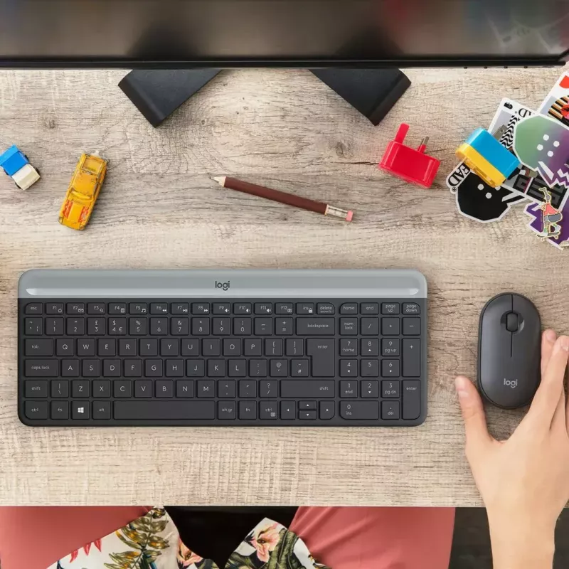 Logitech MK470 Bezprzewodowa Klawiatura+Mysz, Grafit, Mysz w zestawie, QWERTY US, USB