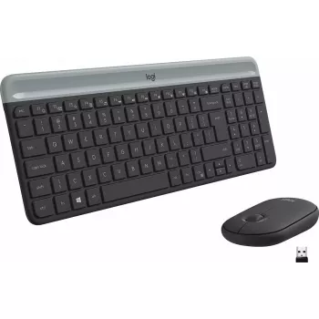 Logitech MK470 Bezprzewodowa Klawiatura+Mysz, Grafit, Mysz w zestawie, QWERTY US, USB