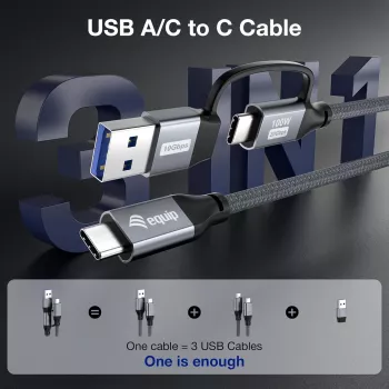 Equip 128431 Kabel USB USB 3.2 Gen 2x2 1 m USB A/USB C USB C Czarny
