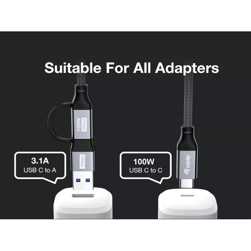 Equip 128432 kabel USB USB 3.2 Gen 2x2 2 m USB A/USB C USB C czarny