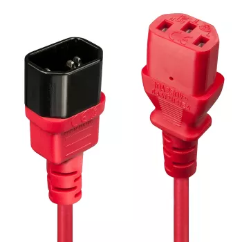 Lindy 1m Kabel przedłużający IEC, czerwony