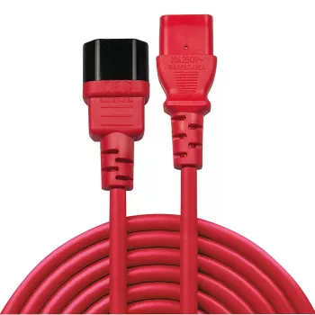 Lindy 2m przedłużacz IEC, czerwony, 2 m, złącze C14, złącze C13