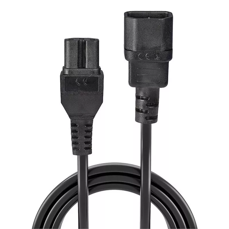 Kabel zasilający Lindy 2m IEC C14 do IEC C15 'Hot Condition', czarny