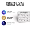 Kompaktowa mini klawiatura Logitech Pebble Keys 2 K380s — RF Wireless + Bluetooth, QWERTY US International, biała