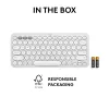 Kompaktowa mini klawiatura Logitech Pebble Keys 2 K380s — RF Wireless + Bluetooth, QWERTY US International, biała