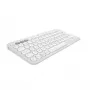 Kompaktowa mini klawiatura Logitech Pebble Keys 2 K380s — RF Wireless + Bluetooth, QWERTY US International, biała