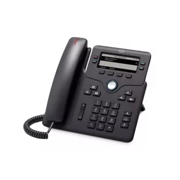 IP Phone Cisco 6851 — 4-liniowy telefon VoIP Wi‑Fi, monochromatyczny wyświetlacz 3,5 cala 396×162, Gigabit Ethernet, PoE, Bluetooth, przewodowa słuchawka, czarny