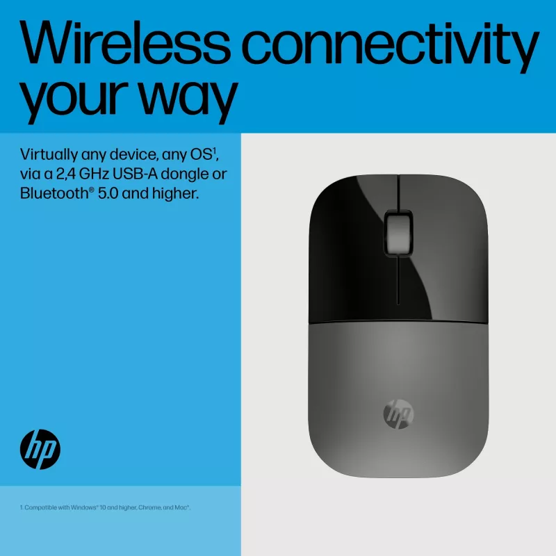 Mysz HP Z3700 Dual Silver, oburęczna, bezprzewodowa RF + Bluetooth, srebrna