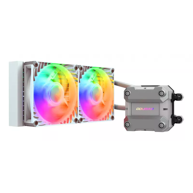 Chłodzenie wodne CPU COUGAR Poseidon Ultra 240, ARGB, Biały, Chłodnica cieczy typu all-in-one, 12 cm, 500 RPM, 2200 RPM, Biały