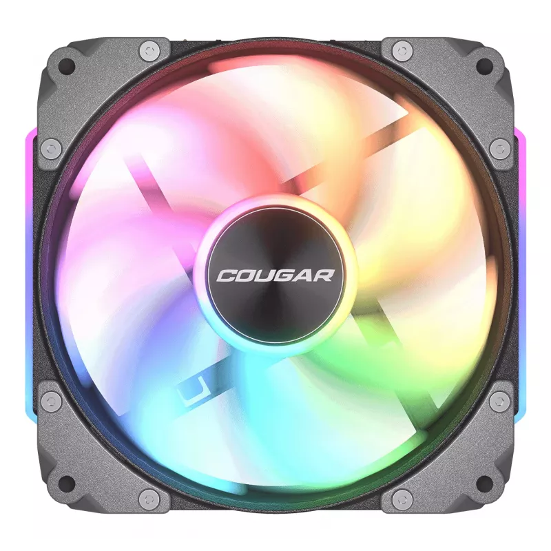 COUGAR Wentylator do obudowy Apolar 120 ARGB, Reverse Blade, czarny, moduł wentylatora, czarny, 3-pin + 4-pin, 1 wentylator, 75,38 cfm, 37,1 dB