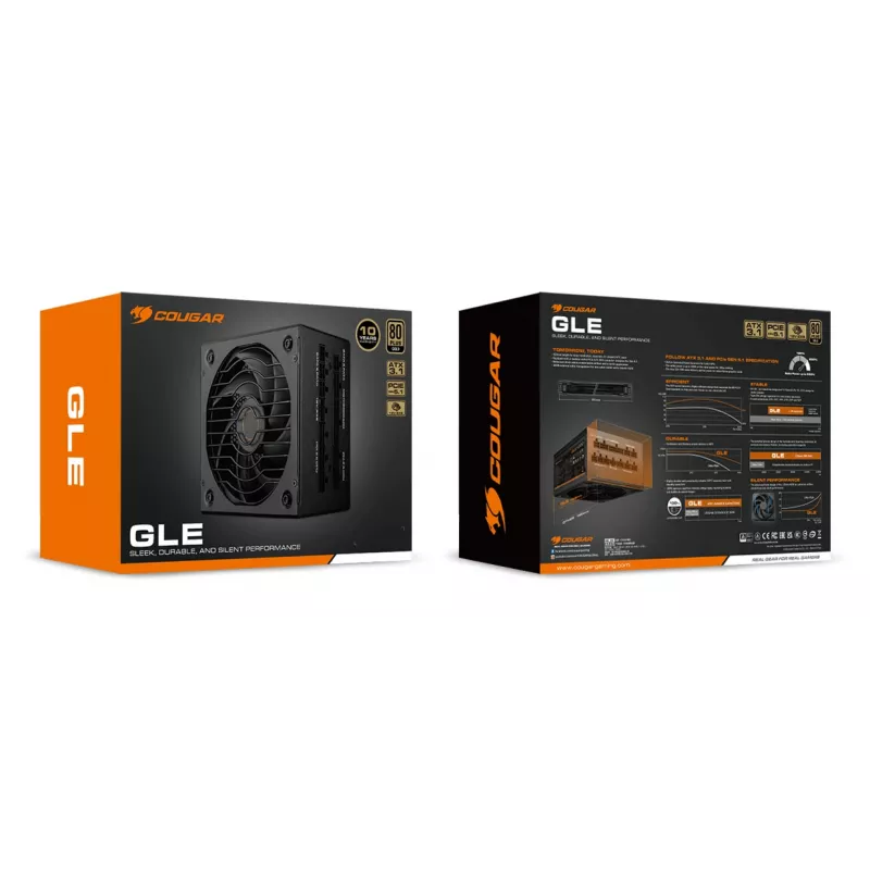 Zasilacz COUGAR GLE 1200W ATX3.1 / 80 Plus Gold, 1200 W, 100 - 240 V, 50/60 Hz, 15-7.5 A, 120 W, 1200 W