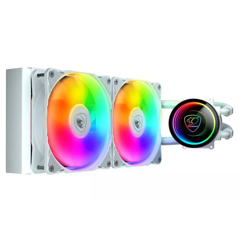 Chłodzenie wodne CPU COUGAR, Poseidon Elite 240, ARGB Biały, chłodnica cieczy All-in-one, Biały