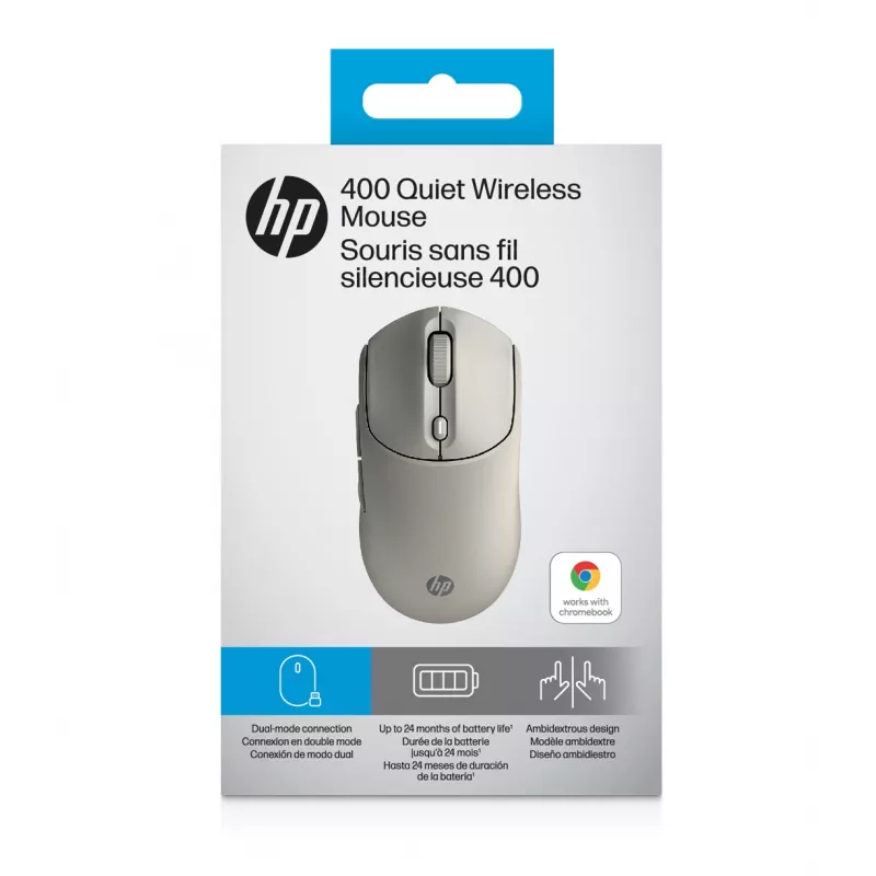 Mysz bezprzewodowa HP 400 Quiet Maple, oburęczna, RF + Bluetooth, 6000 DPI, beżowa