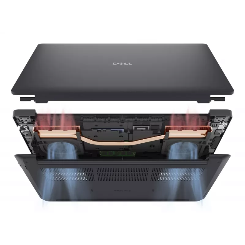 DELL Pro Max 16 MC16250 Intel Core Ultra 7 265H Mobilna stacja robocza 40,6 cm (16 cali) Full HD+ 32 GB DDR5-SDRAM 1 TB SSD NVIDIA RTX PRO 500 Blackwell Wi-Fi 7 (802.11be) Windows 11 Pro Niemiecki Czarny