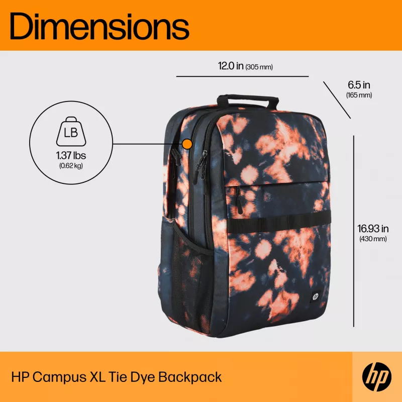 Plecak casualowy HP Campus XL Tie Dye czarny poliester