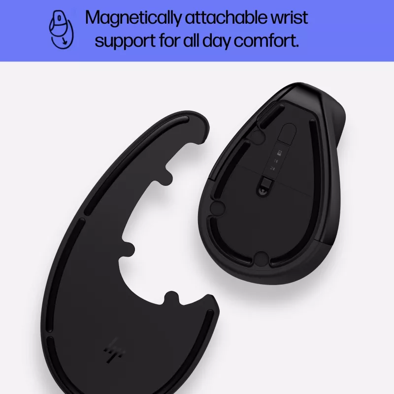 Mysz bezprzewodowa ergonomiczna HP 920, praworęczna, konstrukcja pionowa, Bluetooth + USB Type-A, 4000 DPI, czarna