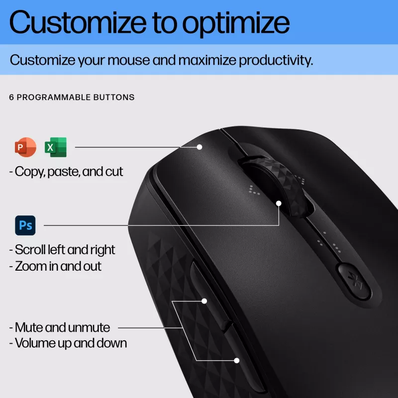 Mysz Bluetooth HP 420 Programowalna, oburęczna, Bluetooth, 4000 DPI, czarna