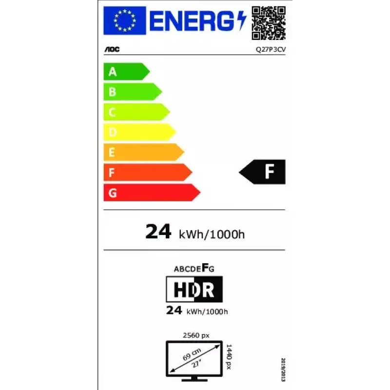 Monitor komputerowy AOC Q27P3CV 68.6 cm (27 cali) 2560 x 1440 pikseli Quad HD LED Czarny