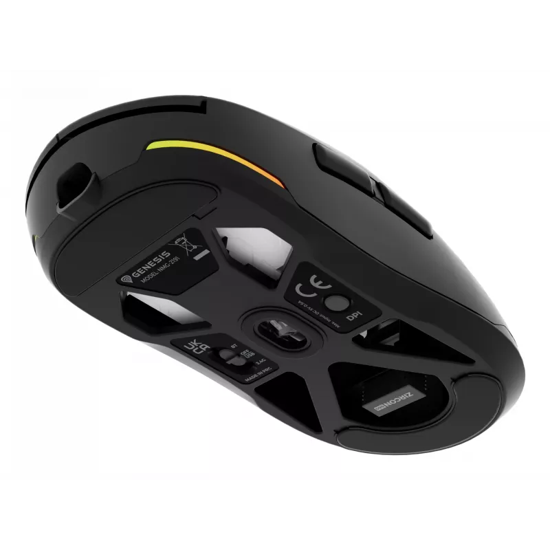Mysz gamingowa GENESIS Zircon 660, praworęczna, RF Wireless + Bluetooth + USB Type-A, optyczna, 12000 DPI