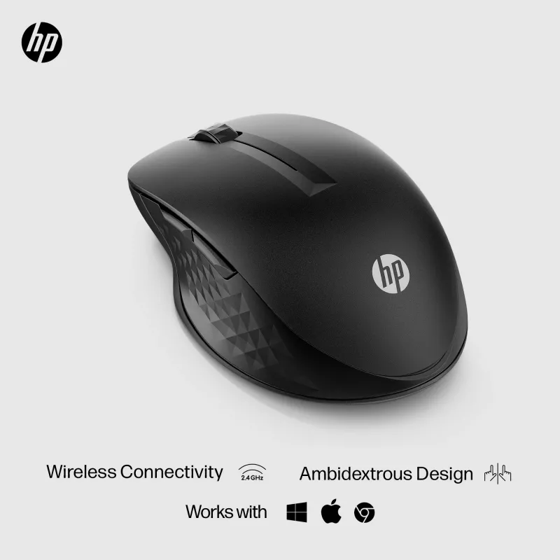 Bezprzewodowa mysz HP 430 do wielu urządzeń, oburęczna, optyczna, RF + Bluetooth, 1200 DPI, czarna