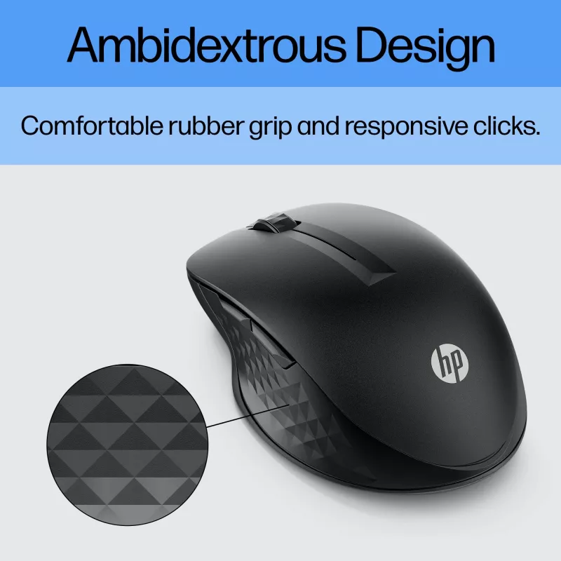 Bezprzewodowa mysz HP 430 do wielu urządzeń, oburęczna, optyczna, RF + Bluetooth, 1200 DPI, czarna