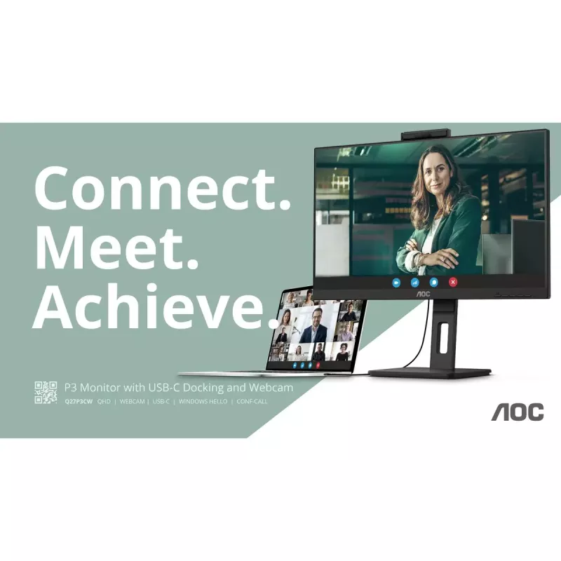Monitor komputerowy AOC Q27P3CW 68,6 cm (27 cali) 2560 x 1440 pikseli Quad HD LED Czarny
