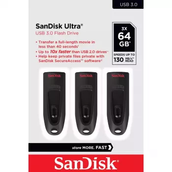 WESTERN DIGITAL Sandisk Cruzer Ultra - 64 GB pamięć USB - USB 3.0 - czarna - zestaw 3 szt.