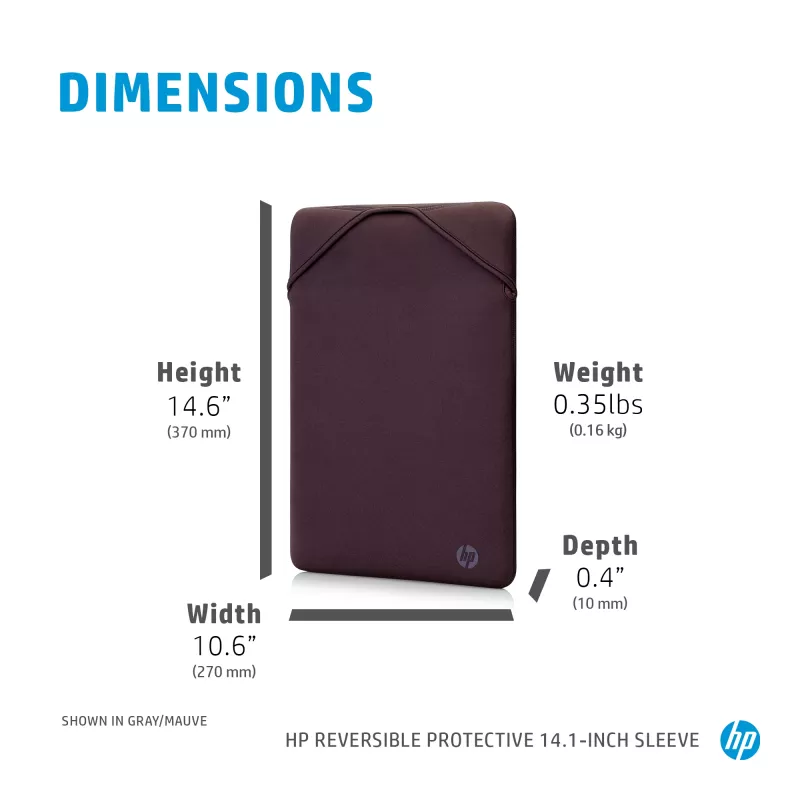 HP Reversible Protective 14.1-inch niebieski Laptop Sleeve, Sleeve case, 160 g