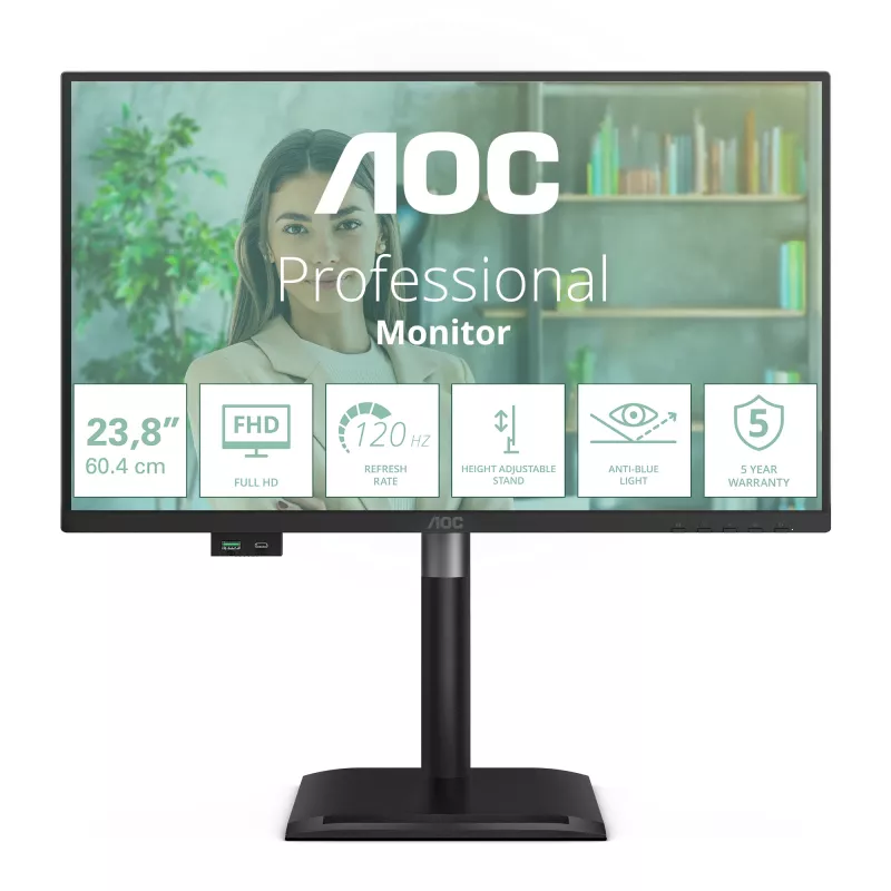 Monitor komputerowy AOC 24P4U 60,5 cm (23,8 cala) 1920 x 1080 pikseli Full HD Czarny
