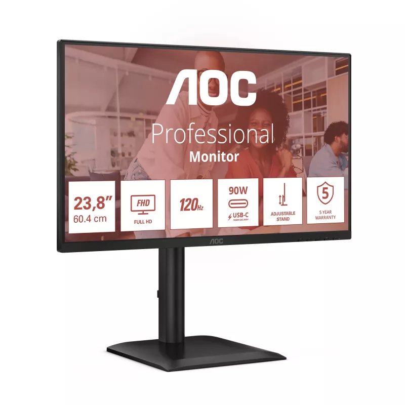 Monitor komputerowy AOC E4 24E4CV 60,5 cm (23,8 cala) 1920 x 1080 pikseli Full HD LED Czarny