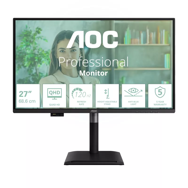 Monitor komputerowy AOC Q27P4U 68,6 cm (27 cali) 2560 x 1440 pikseli Wide Quad HD Czarny