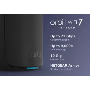 NETGEAR Orbi 870 Trójzakresowy (2,4 GHz / 5 GHz / 6 GHz) Wi-Fi 7 (802.11be) Czarny 4 Wewnętrzne