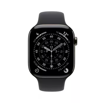 APPLE Watch Series 11 GPS + Cellular 46mm koperta tytanowa w kolorze slate z czarnym paskiem Sport S/M