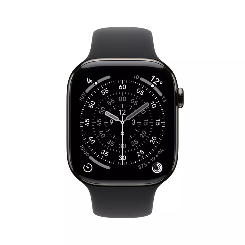 APPLE Watch Series 11 GPS + Cellular 46mm koperta tytanowa w kolorze slate z czarnym paskiem Sport S/M