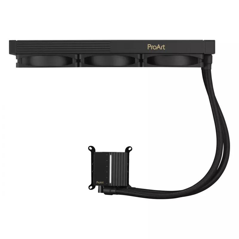 Zestaw chłodzenia cieczą ASUS ProArt LC 360 Czarny — 3 wentylatory 120 mm 800–2200 RPM, radiator 360 mm, miedziana podstawa, węże 40 cm